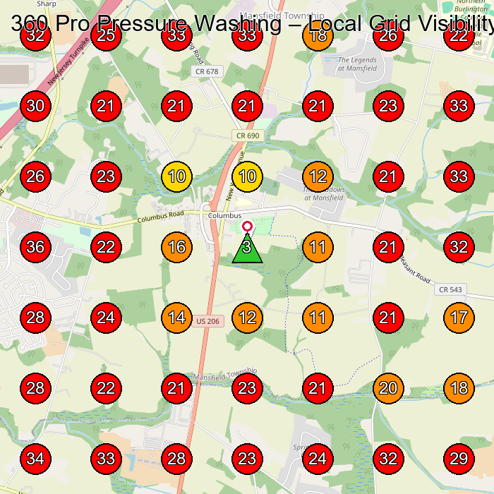360 Pro Pressure Washing GeoGrid visibility map for Dry Wall Contractor in None